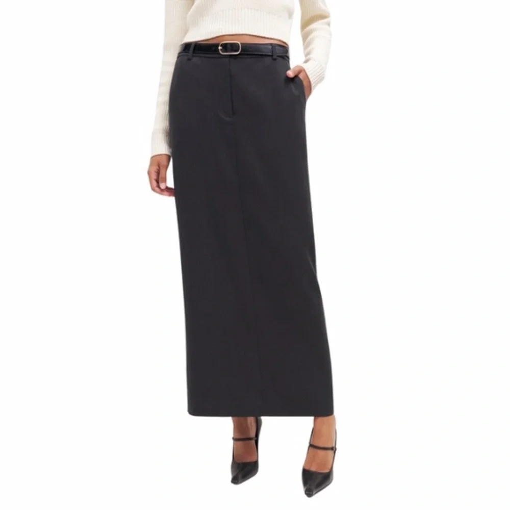 NEW Reformation Cairo Mid Rise Maxi Skirt Black 10